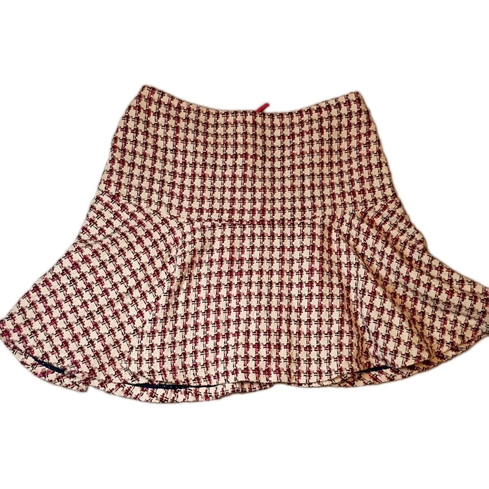 Maeve Anthropologie Bobbie Pink Tweed Flounced Skirt 12 Old Money Academia